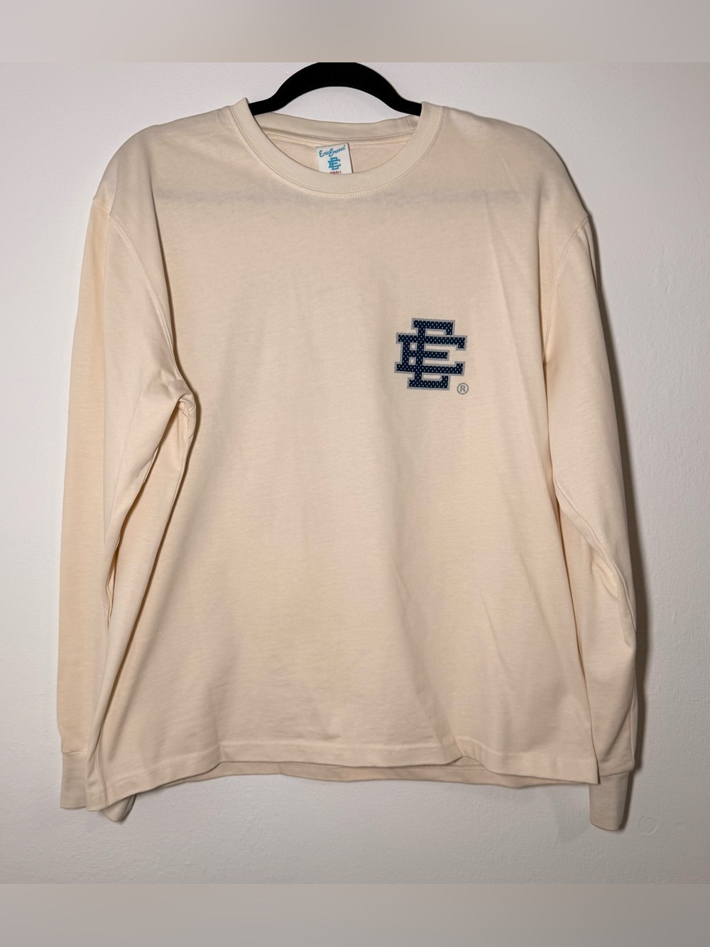 Eric Emanuel EE Flame Long Sleeve T-Shirt beige Size Small S Made USA